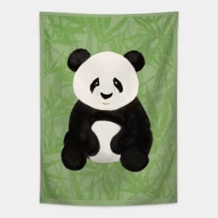 Panda Bear with a Green Bamboo Background Tapestry