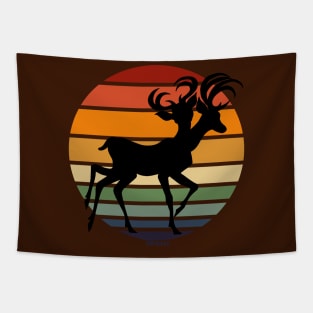 Mutated Deer Retro Sunset Tapestry