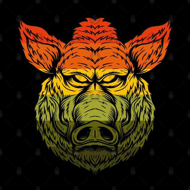 Retro Wild Boar by Dojaja