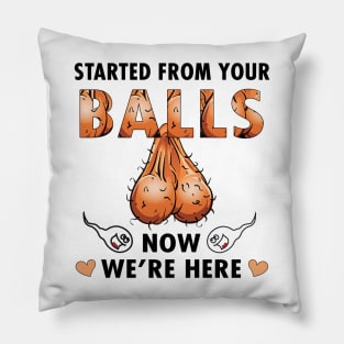 Dad Started From Your Balls Now I'm Here Funny Rude Personalized Pillow