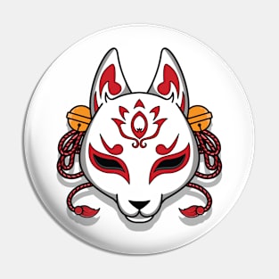 Japanese kitsune mask Pin