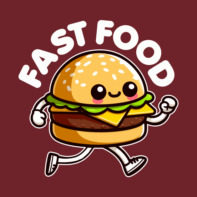 Fast Food Cute Burger Running Funny by valiantbrotha