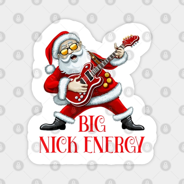 Big Nick Energy Christmas Santa Guitarist Magnet by Mitsue Kersting