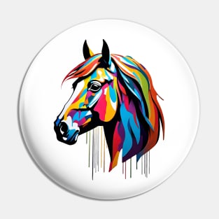 Horse Head Dripping Rainbow Graffiti Pin