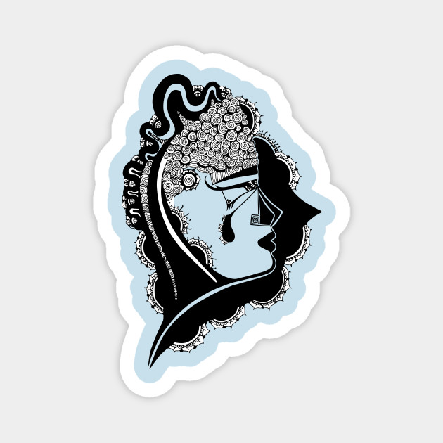Abstract Blue Sad Face Tears Ink Drawing Black And White Ink