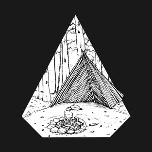 retro camping fire| into the woods camping T-Shirt