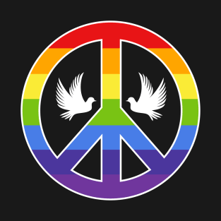 Rainbow Peace Symbol with Doves T-Shirt