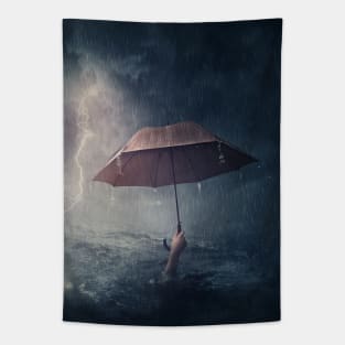 the drowning man is not troubled by rain Tapestry