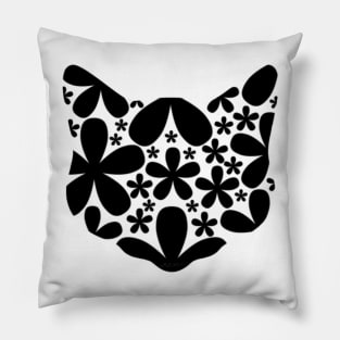 Black Floral Cat Pillow
