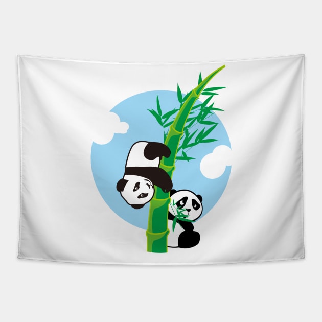 Panda and Bamboo2 Tapestry by Jack Wolfie Gallery