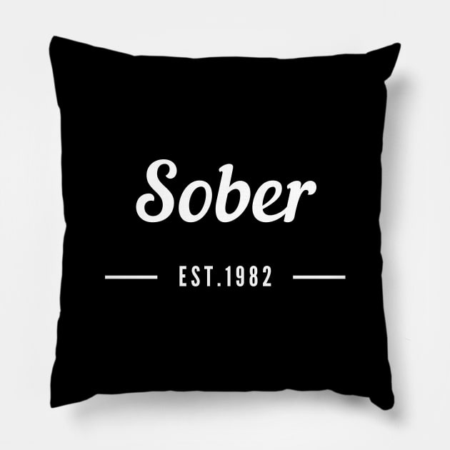 Sober Since 1982 - Sobriety Program Twelve Steps Pillow by RecoveryTees