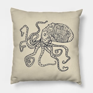 Octopus Drawing (Black) Pillow