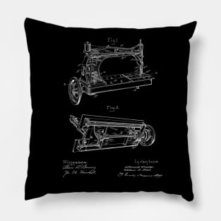 Sewing Machine Vintage Patent Drawing Pillow