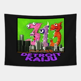 Happy 313th Detroit! Numahnamahna Celebrates! - Pete Coe's Detroit Kaiju series Tapestry