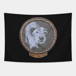 17 Year Old Dog (frame silver celtic rope silver rim) Tapestry