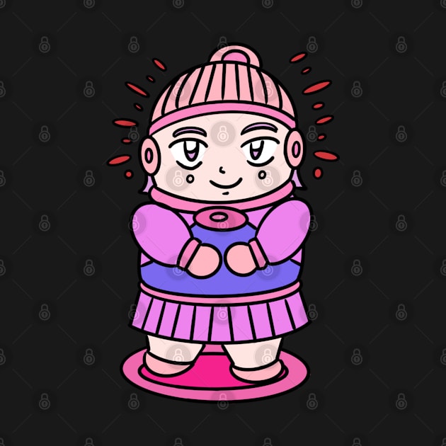 Pink little girl cartoon style by Andrew Hau