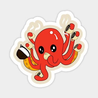 Coffetopus - Caffeine Addicted Octopus - Compulsive coffee drinker Magnet