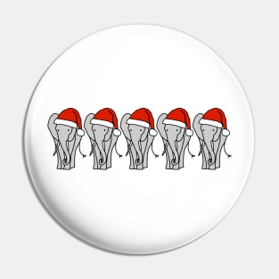 Five Grey Elephant Christmas Santa Hat Pin