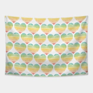 Watercolor Rainbow Hearts Tapestry