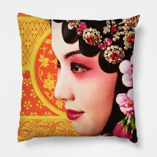 Chinese Opera Star Orange with Yellow Traditional Pattern- Hong Kong Retro Pillow