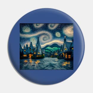 Starry Night Over Hogsmeade Village Pin