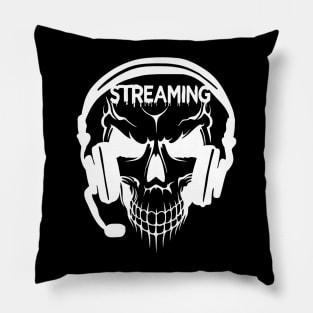 Gamer Streaming Skull Wearing Headset Pillow