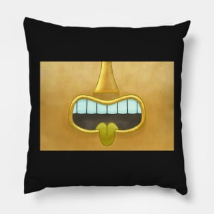 Gold Tiki Tongue Mask! Pillow