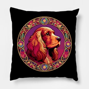 Cocker Spaniel Dog  - Art Nouveau Inspired Design Pillow