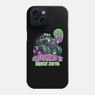 Monster Truck Birthday Tee 9th Birthday Boy Gift Awesome Since 2015 Tee Custom Monster Truck Tee Phone Case