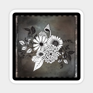 Wonderful flowers in black and white Magnet