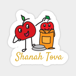 Shana Tova greeting with cute apple and honey Magnet