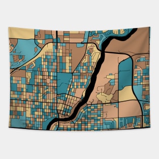 Saskatoon Map Pattern in Mid Century Pastel Tapestry