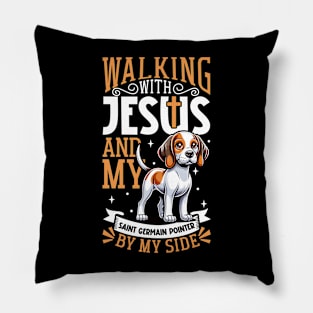 Jesus and dog - Braque Saint-Germain Pillow