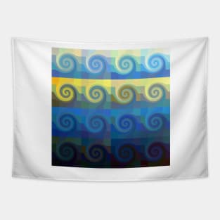 Abstract tiles and waves pattern Tapestry