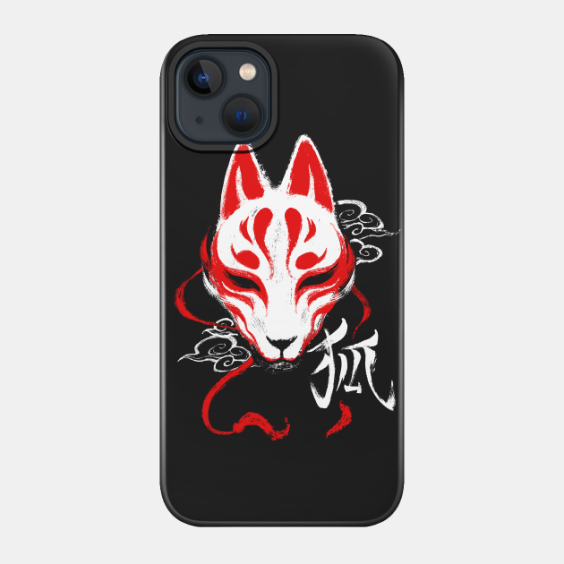 Kitsune Kanji Ink Mask - Japanese Spirit Fox - Japan - Phone Case