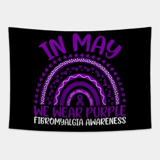 In May We Wear Purple Fibromyalgia Awareness Rainbow Tapestry