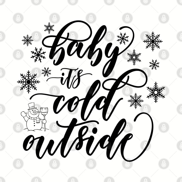 Baby It's cold outside Snowflakes Black by TheBlackCatprints