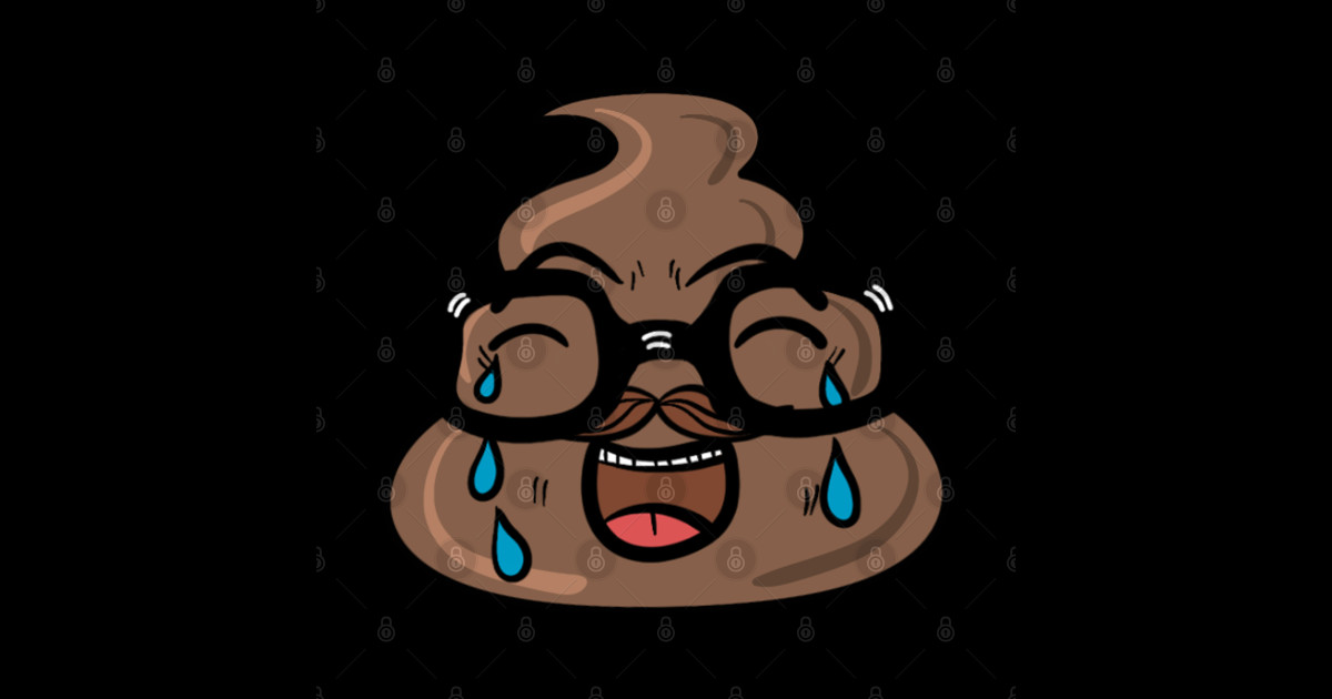 Crying poop emoji with moustache Poop Emoji Sticker TeePublic