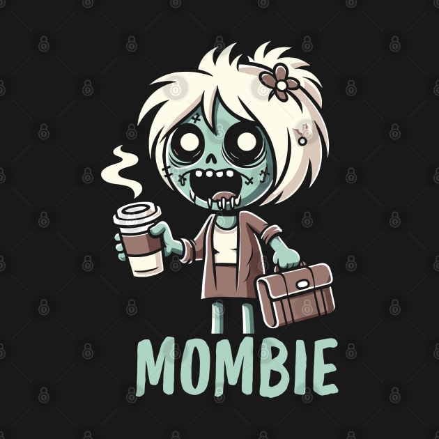 Mombie | Funny Zombie Illustration of a Tired Mom with Coffee | Mother's Day Funny Gift Ideas by Nora Liak