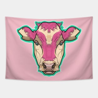 Strawberry cow symmetrical portrait style Tapestry