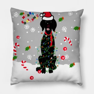 Black Christmas lab doggy with Christmas pattern Pillow