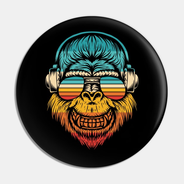 Retro Funky Gorilla Pin by Dojaja