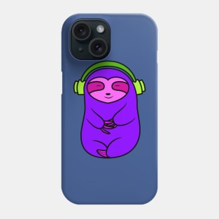 Happy Purple Sloth Listening to Music Phone Case