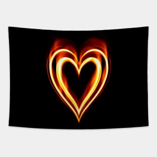 Flaming Heart on Fire Tapestry