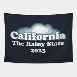 California Rainy State Vintage 2023 Atmospheric Storm Rain Snow Floods Tapestry