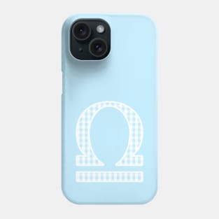 Libra Zodiac Horoscope Symbol in Pastel Blue and White Gingham Pattern Phone Case