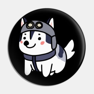 Husky Pilot Dog Lover Malamute Pin