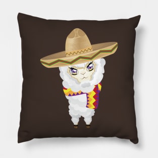 Cute little alpaca in sombrero Pillow