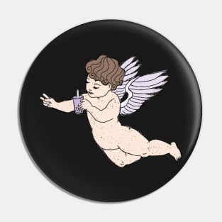 Cherub Drinking Bubble Tea Pin