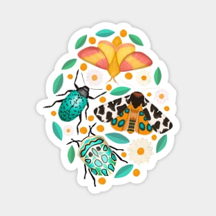 Delightful Bugs And Doodled Daisies Magnet